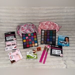 Colorful Makeup Bundle with Brushes and Lashes